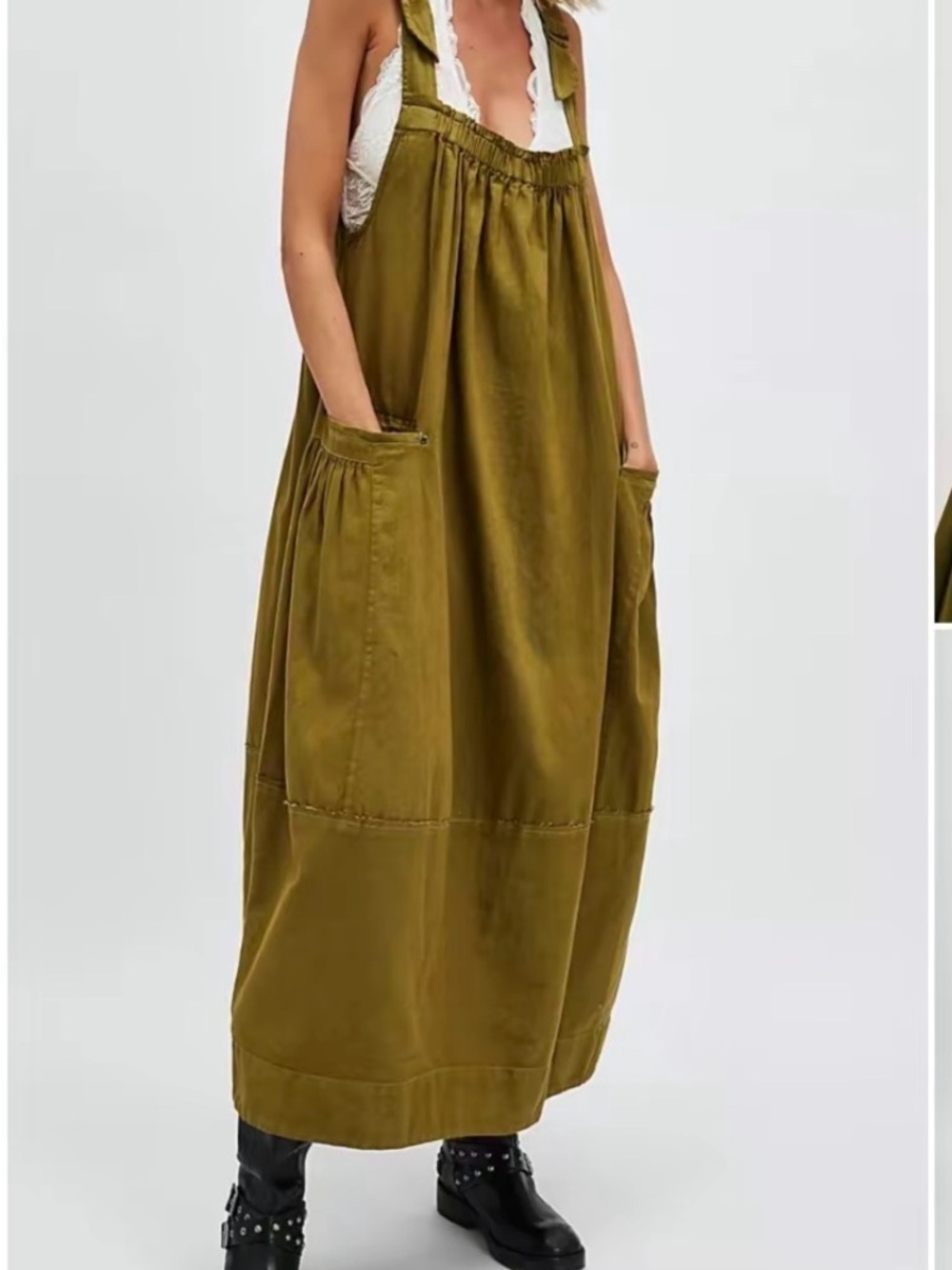 NWT Olive Green Strappy Barrel Midi Dress Size  XXL - Picture 3 of 6